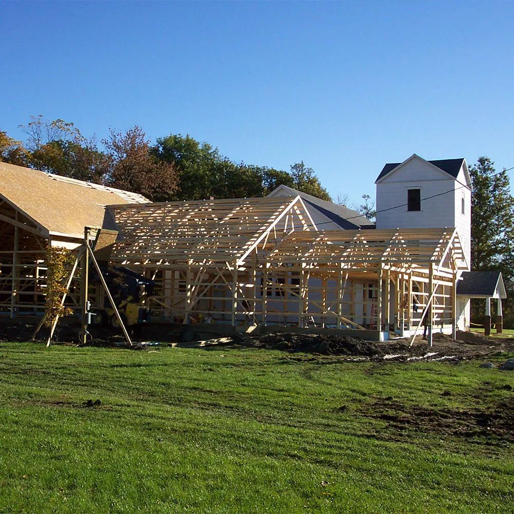 Post-frame community church in the building phase
