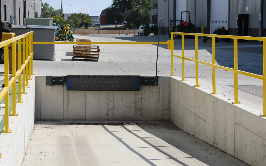 Loading dock on exterior of commercial post-frame building