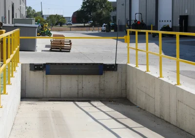 Loading dock on exterior of commercial post-frame building