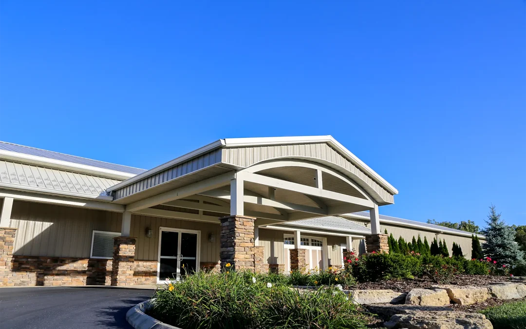 Exterior commercial post-frame building