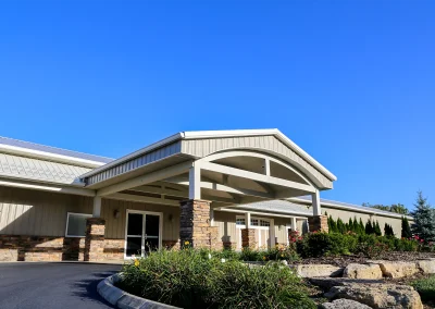 Exterior commercial post-frame building