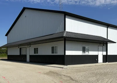 Exterior of post-frame community building in Marion, Indiana