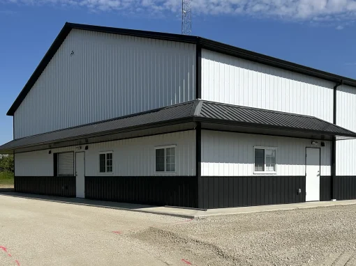 Marion_Community Exterior of post-frame community building in Marion, Indiana