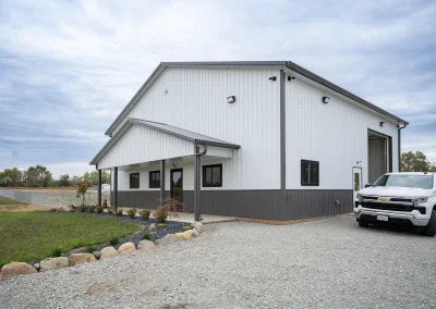 Exterior commercial post-frame building