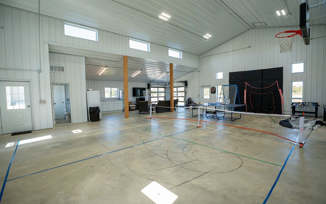 ResidentialRecreationBuilding_Image-2 post-frame recreation building with basketball and pickleball