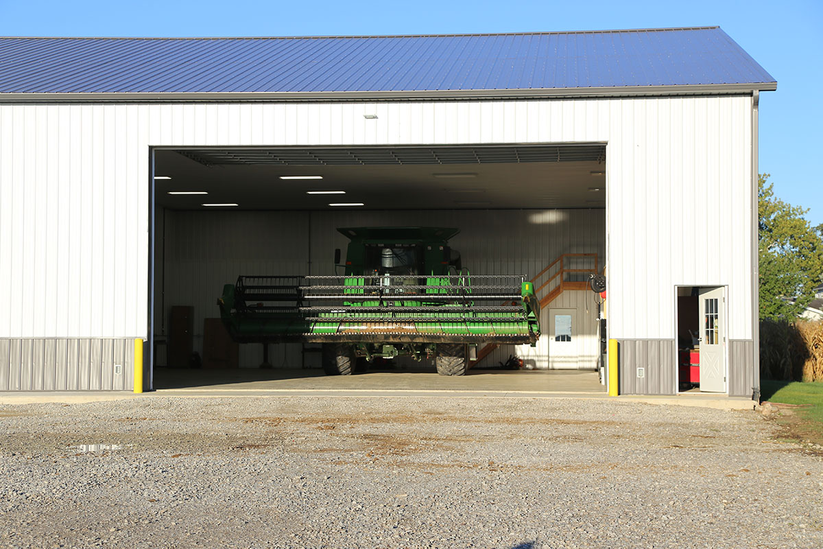 post-frame machine shed building