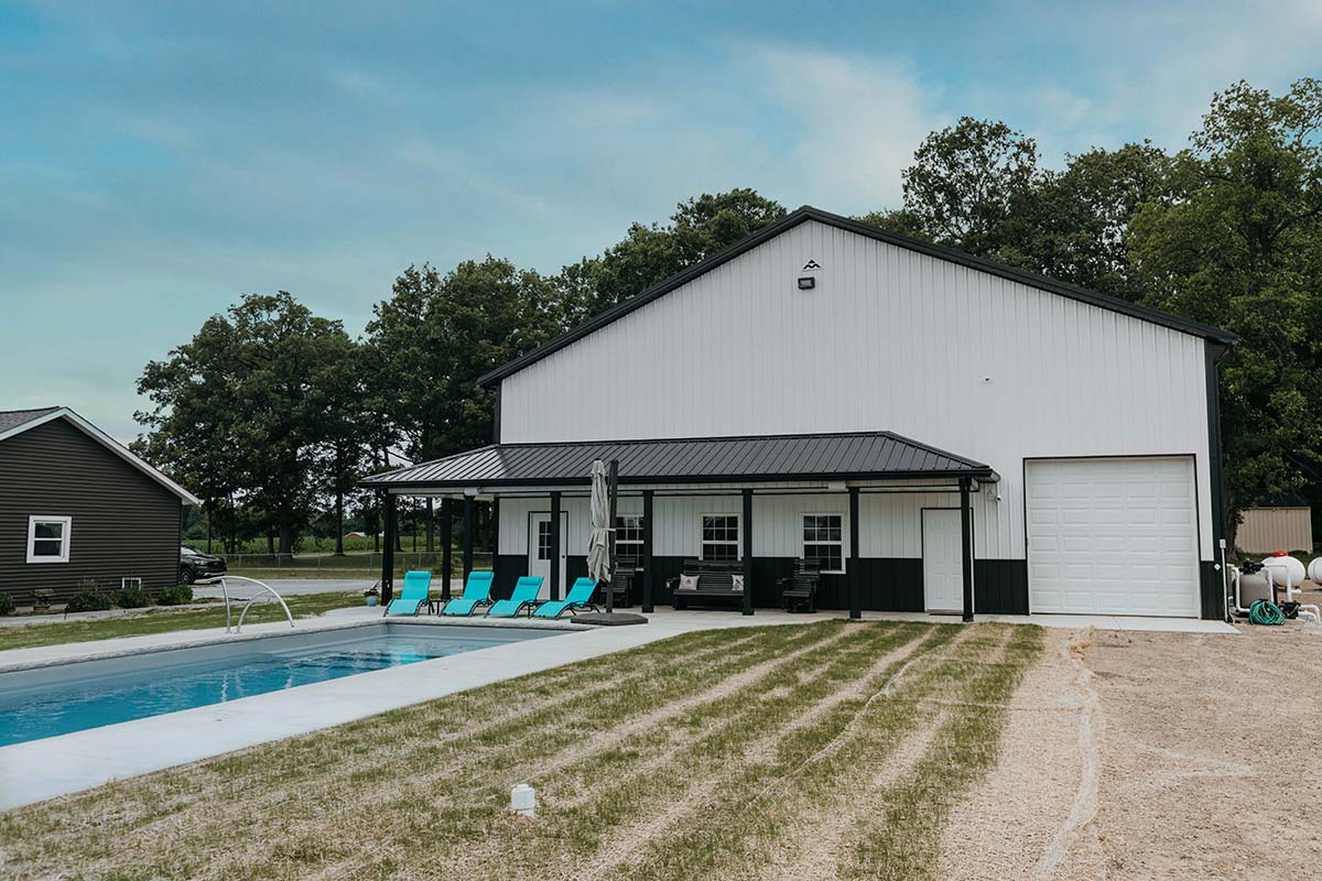 post-frame pool house building
