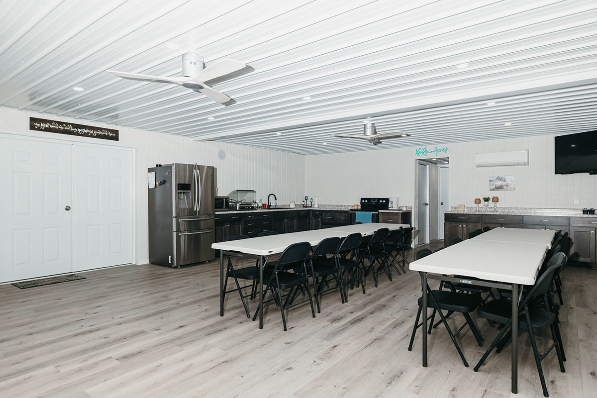 post-frame pool house building kitchen