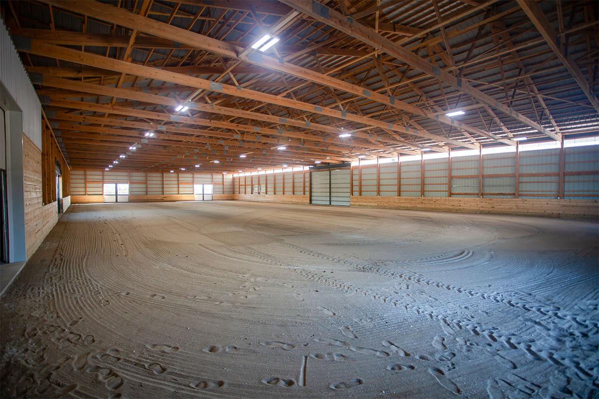 post-frame equestrian riding arena building